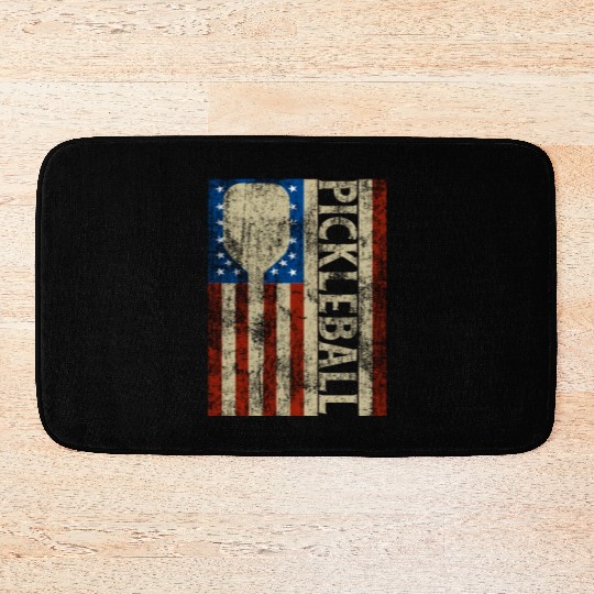 Pickleball American Flag Great Vintage Pickleball Bath Mats
