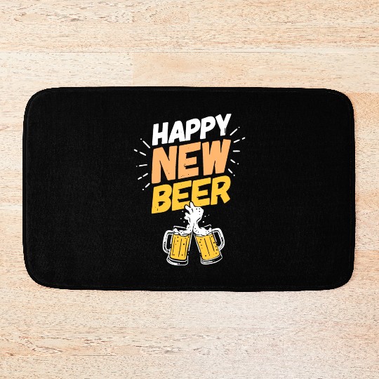 Happy New Beer New Year's Alcohol Drinking Gift Bath Mats