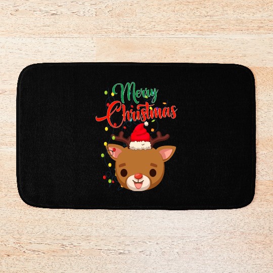 merry christmas funny deer Bath Mats