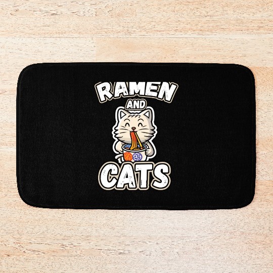 Ramen and cats Bath Mats