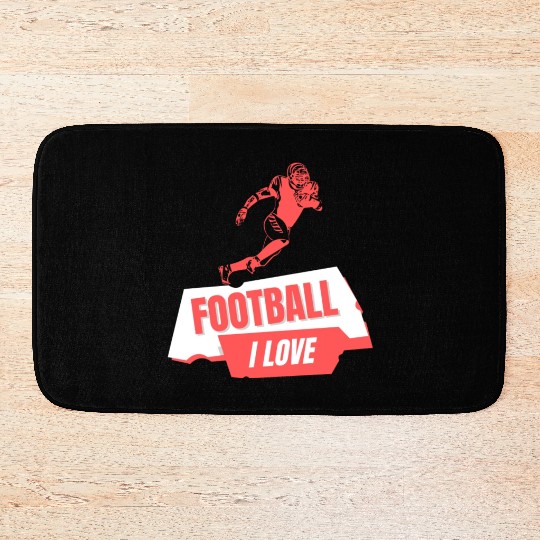 I Love Football Game Day Bath Mats, Football Bath Mats