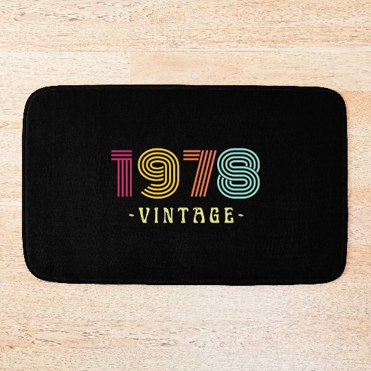 Neon Rainbow Retro Birthday Year Vintage 1978 Bath Mats