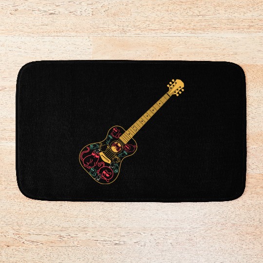Guitar With Cats Guitar Guitarist Guitar Player Ca Bath Mats