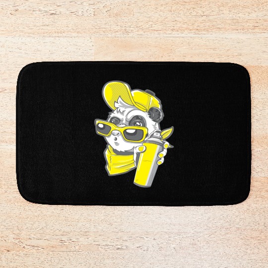 Sprayer Panda Street Art Artist Bath Mats