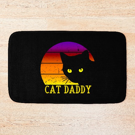 Cat Daddy Vintage Cat Dad 80s Style Cat Retro Bath Mats