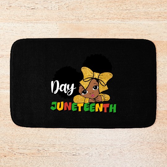 Juneteenth Day Celebration Afro Girl Bath Mats