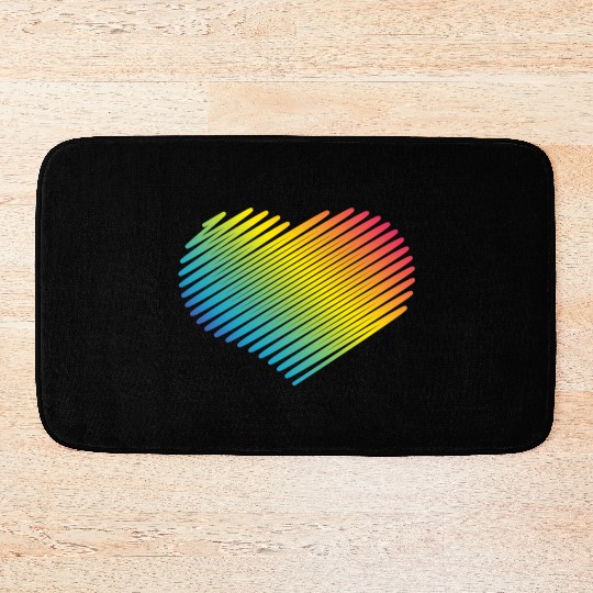 Rainbow Heart (Love / Scribble / PNG) Bath Mats