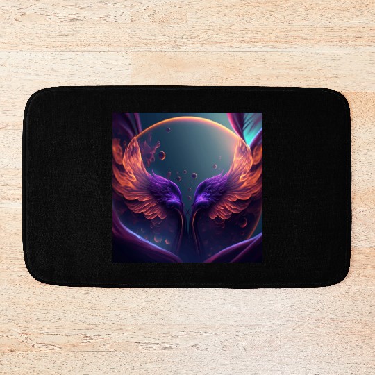 Flaming phoenix wings Bath Mats
