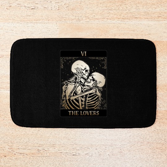 Tarot Card The Lovers Occult Skeleton Skull Witch Bath Mats