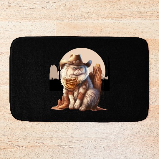 Cat Cowboy Hat meow Cowboy Cat Meme Bath Mats