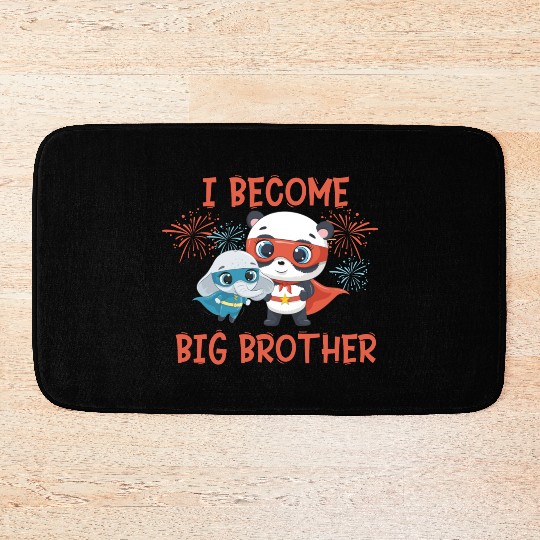 Big brother super hero panda elephant Bath Mats
