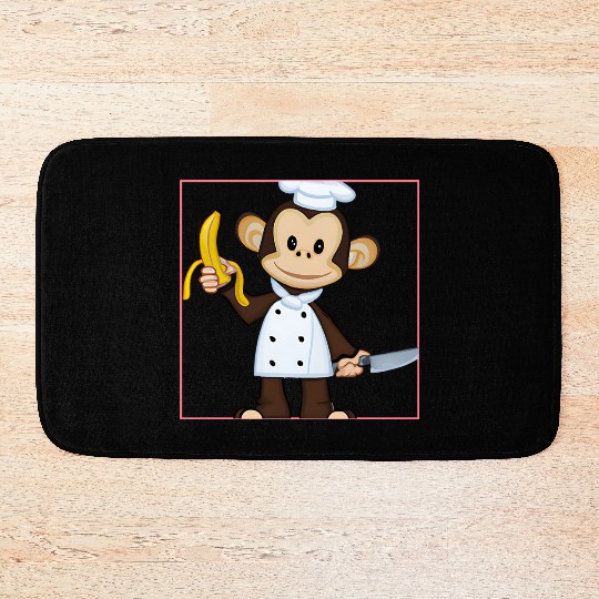 Banana monkey cooks Bath Mats