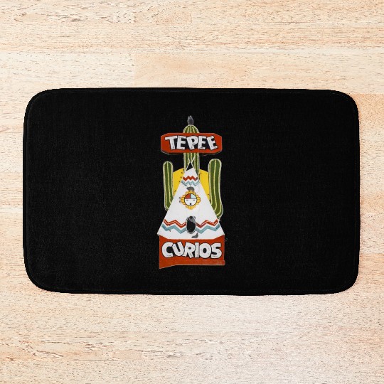 Tepee Curios Route 66 Neon Tucumcari New Mexico Bath Mats