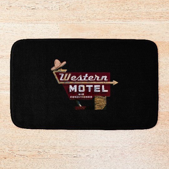 Route 66 Neon Western Motel Bethany Oklahoma Bath Mats