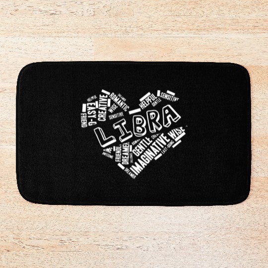 Libra Heart Word Cloud Doodle Astrology Zodiac Sta Bath Mats