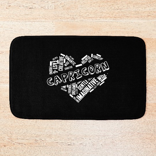 Capricorn Heart Word Cloud Doodle Astrology Zodiac Bath Mats