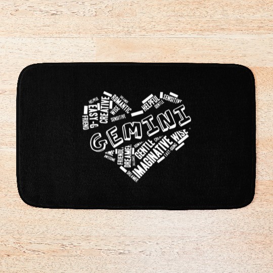 Gemini Heart Word Cloud Doodle Astrology Zodiac St Bath Mats