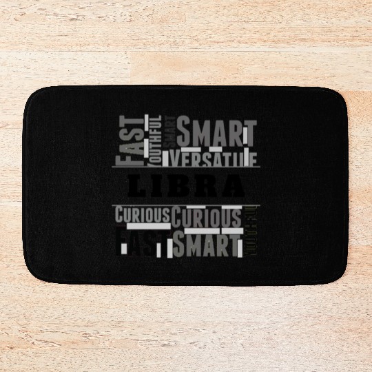 Libra Zodiac Star Sign Word Cloud Square Monochrom Bath Mats