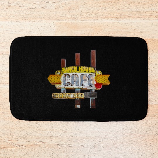 Ranch House Cafe Sign Route 66 Neon Tucumcari NM Bath Mats