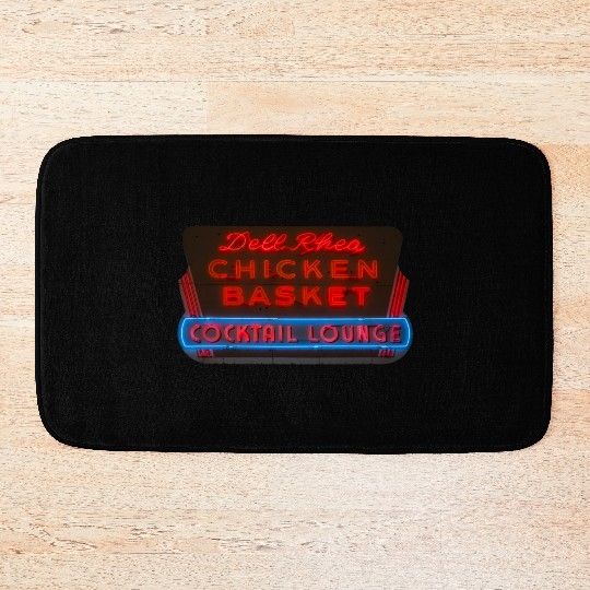 Del Rhea Chicken Basket Neon Sign Route 66 Bath Mats