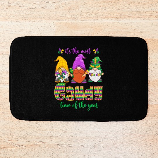Gaudy Time 0f The Year Gnomes Fleur de lis Bath Mats