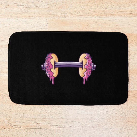 Workout with donuts dumbbell Bath Mats
