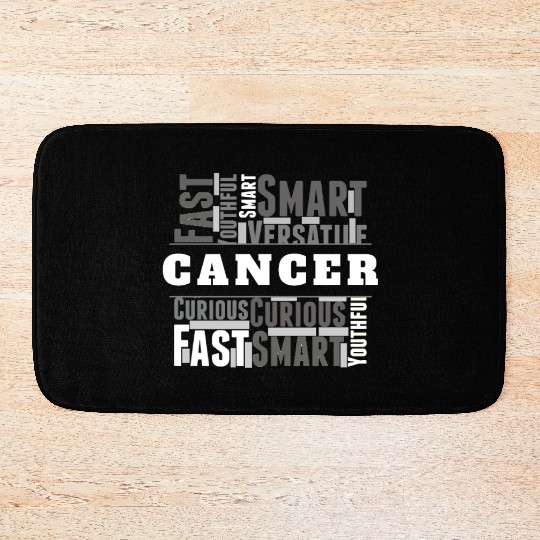 Cancer Zodiac Star Sign Word Cloud Square Monochro Bath Mats