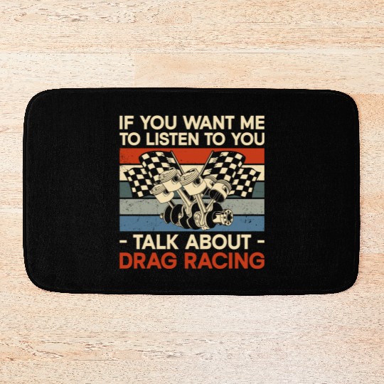 Drag Racing Race Car Retro Vintage Bath Mats