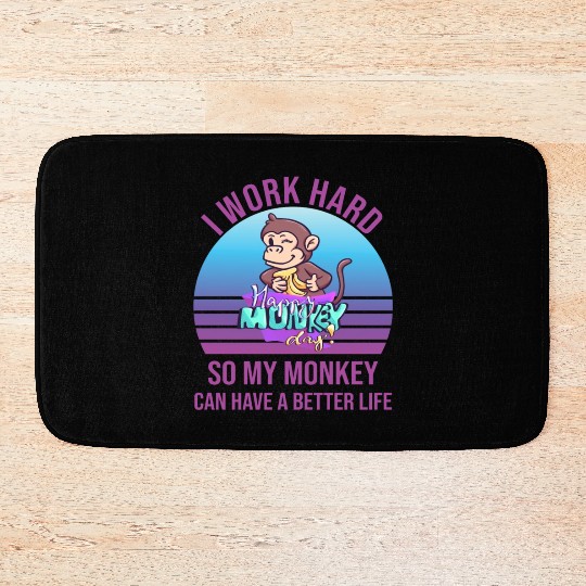 working monkey monkeys office saying Bath Mats