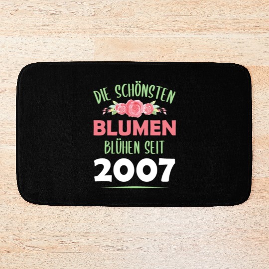 Born In 2007 Flowers Saying Birthday Gift Bath Mats