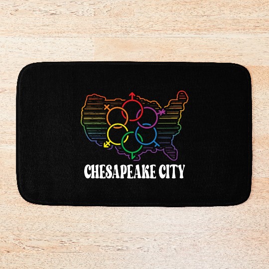 Chesapeake City Pride Month Pride Flag LGBT Commun Bath Mats