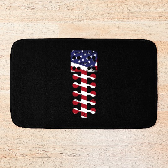 Drag Racing Race Car American Flag Bath Mats