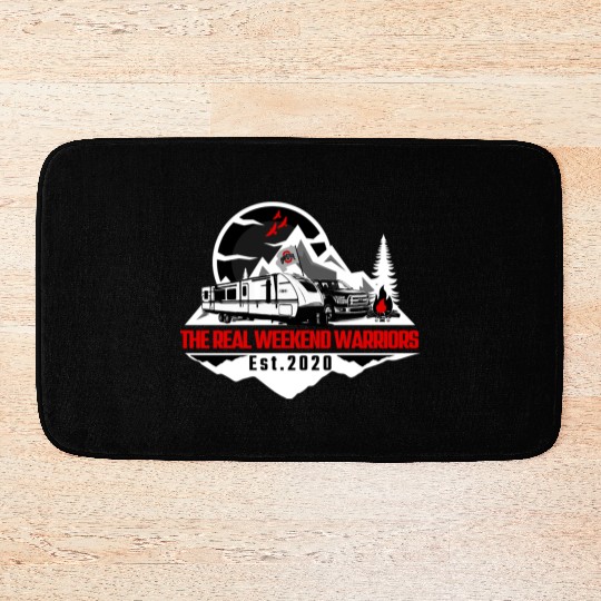 The Real Weekend Warriors Latest Logo in Red Bath Mats
