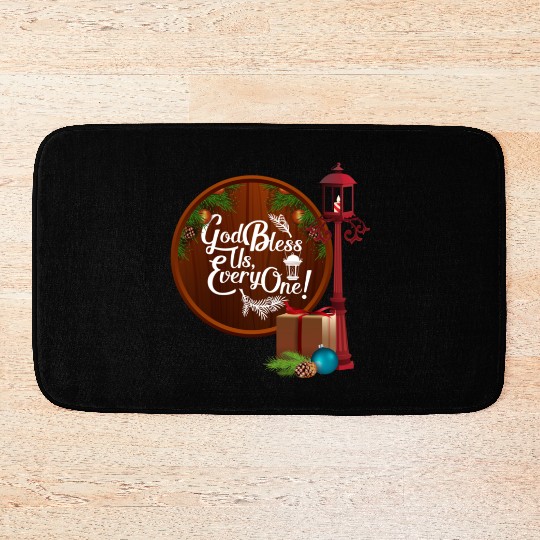 A Christmas Carol Charles Dickens God Bless Us Eve Bath Mats