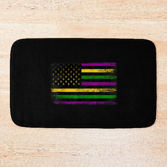 Mardi Gras Flag Green Purple Gold Bath Mats