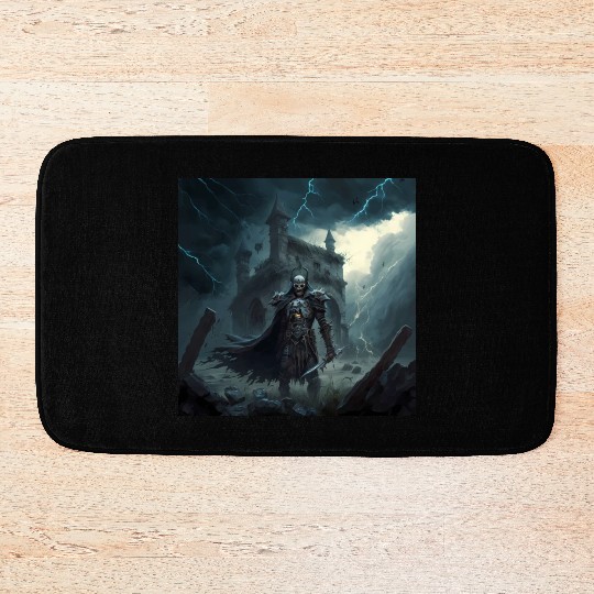 Death Knight in Thunderstorm Bath Mats