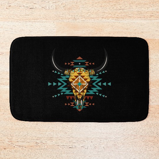 Western Aztec Bull Skull Bath Mats