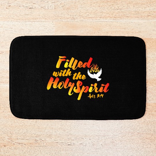 Filled with the Holy Spirit Pentecost Tongues of F Bath Mats