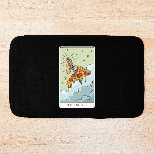Pizza Tarot Card "The Slice" for a Tarot Reader Bath Mats