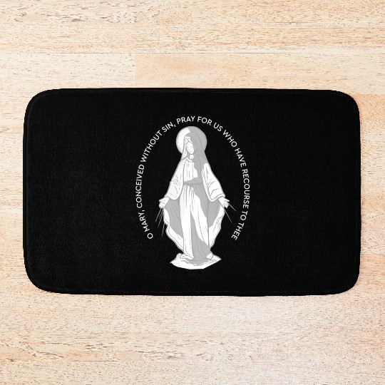 Our Lady of Grace Medal Mary Catholic F Bath Mats