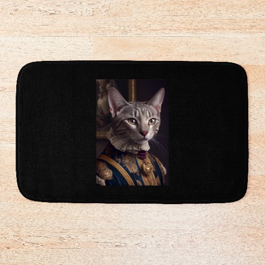 Egyptian Mau Cat Breed Portrait Royal Renaissance Bath Mats