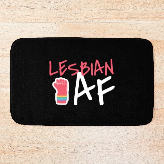 Lesbian AF LGBT Graffiti Fist Pride Colors Bath Mats