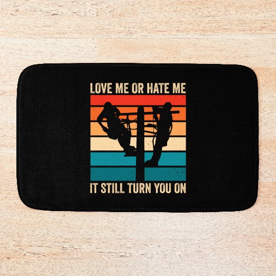 Funny Electrical Lineman Saying Thank A Lineman Bath Mats