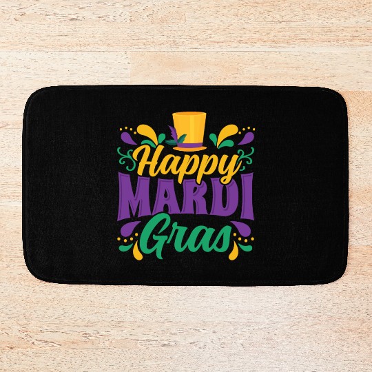 Mardi Gras - Happy Mardi Gras Bath Mats