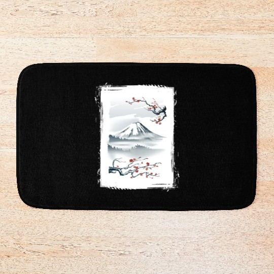 Fuji Cherry Blossom Cherry Tree Japan Bath Mats