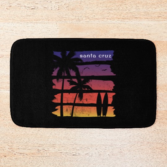 Cool Santa Cruz California Surfing Fan Beach Palm Bath Mats