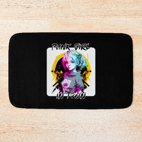 Graffiti Style - Punk Girl In Town 8 Bath Mats