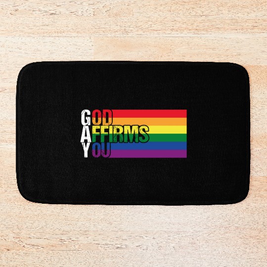 Gay God Affirms You Pride Month Rainbow LGBT Flag Bath Mats