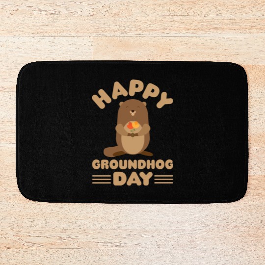 Groundhog Day cute print retro Bath Mats