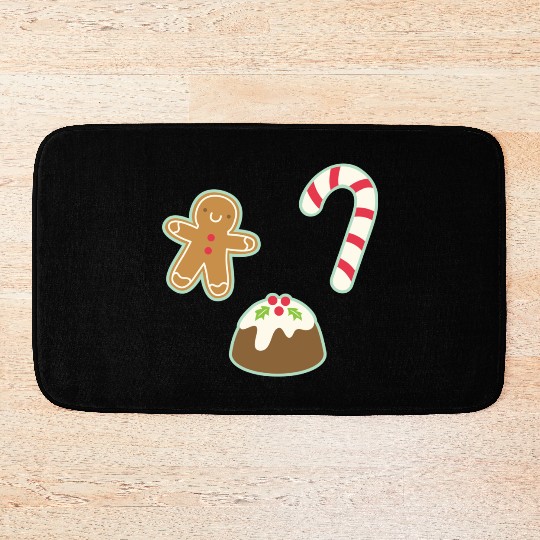 Cute Gingerbread Man Candy Cane and Christmas Bath Mats